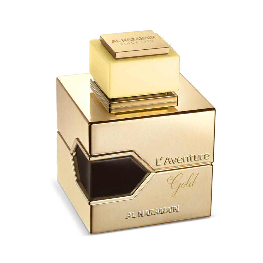 Descubre la esencia única de L'Aventure Gold de Al Haramain Eau de Parfum, Dubai, arabe, oriental, un perfume 100% original con envío gratuito a todo Colombia. Sumérgete en una experiencia olfativa, seductora y duradera, con una exquisita fusión de notas tropicales y exóticas.