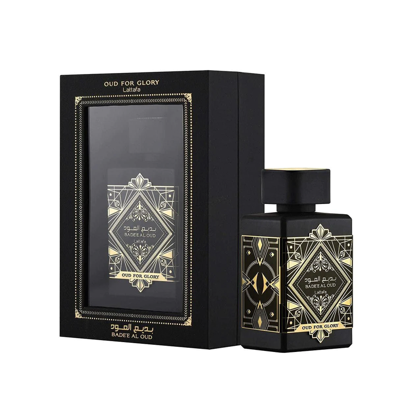 Sumérgete en la distinguida esencia de Bade'e Al Oud Honor &amp; Glory de Lattafa Perfumes, una fragancia cautivadora para Hombres y Mujeres que ha llegado para conquistar tus sentidos. Este perfume innovador, lanzado en 2023 desde los Emiratos Árabes Unidos, Dubai, ofrece una experiencia olfativa única que marca pauta en la perfumería árabe.