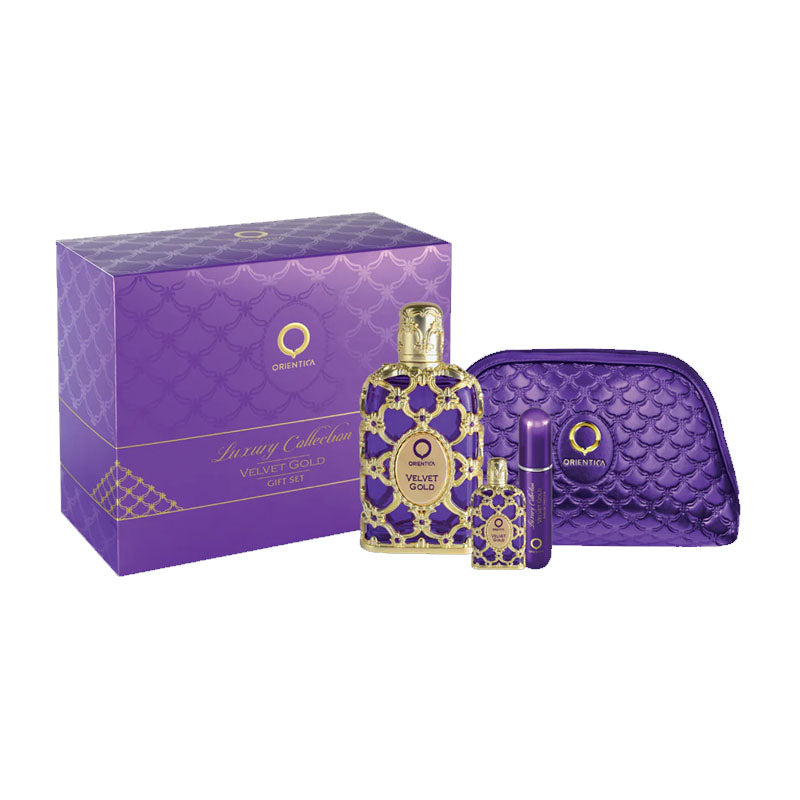 Orientica Set Luxury Collection Velvet Gold 3 Piezas + Bolso Perfume