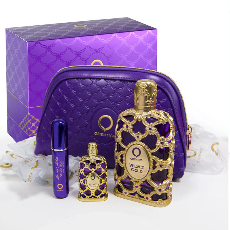 Orientica Set Luxury Collection Velvet Gold 3 Piezas + Bolso Perfume